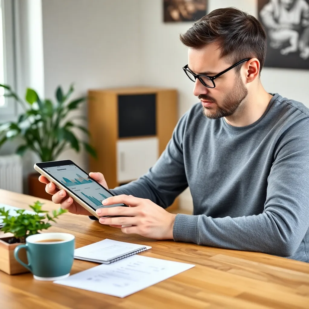 Persoon bekijkt duurzame beleggingsopties op tablet