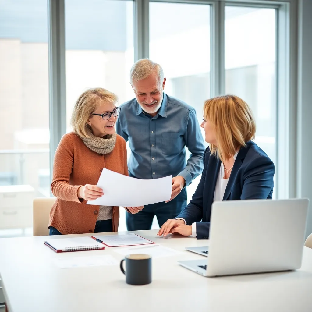 Echtpaar bespreekt pensioenplanning met financieel adviseur