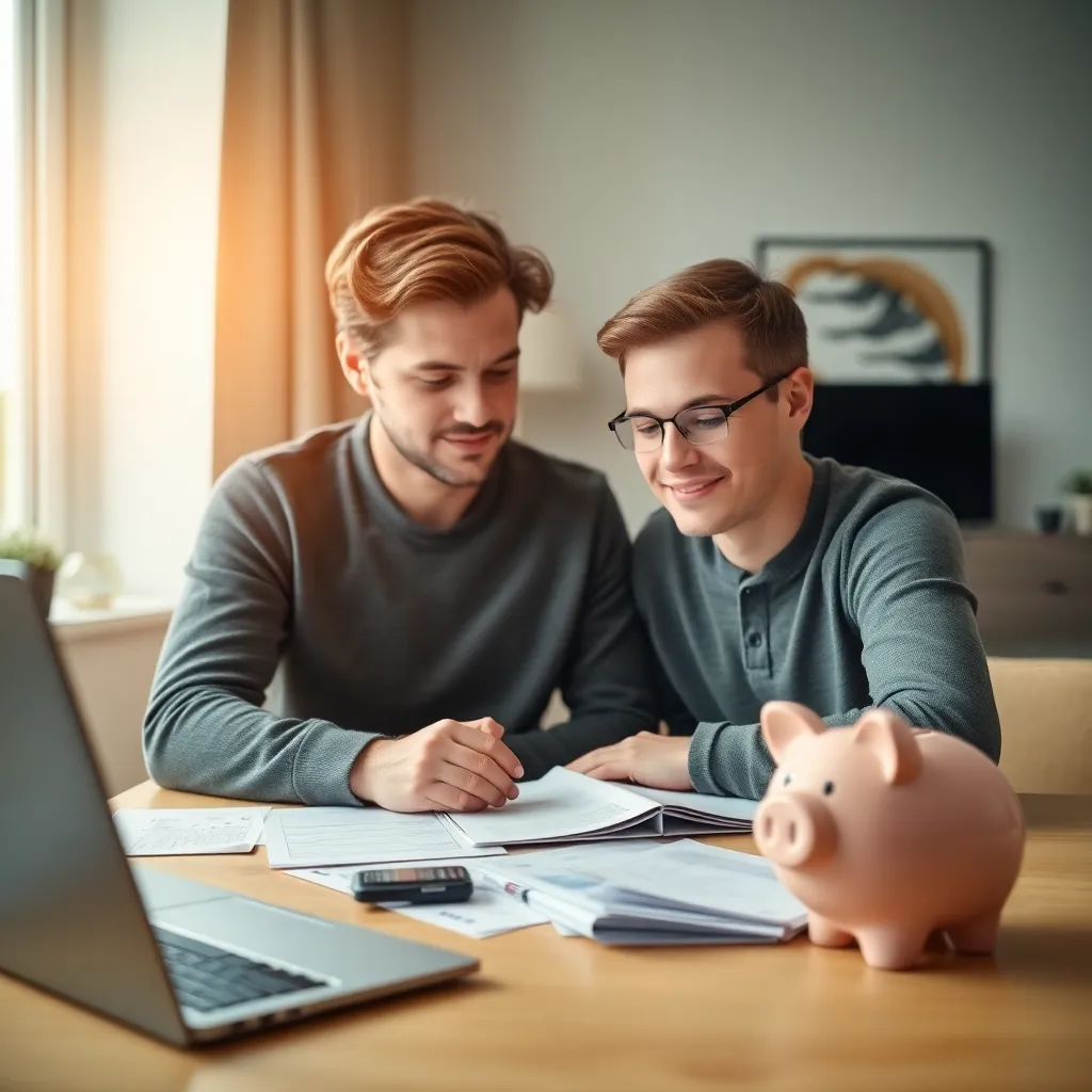 Jonge Nederlander bekijkt bezorgd financiële documenten met rekenmachine